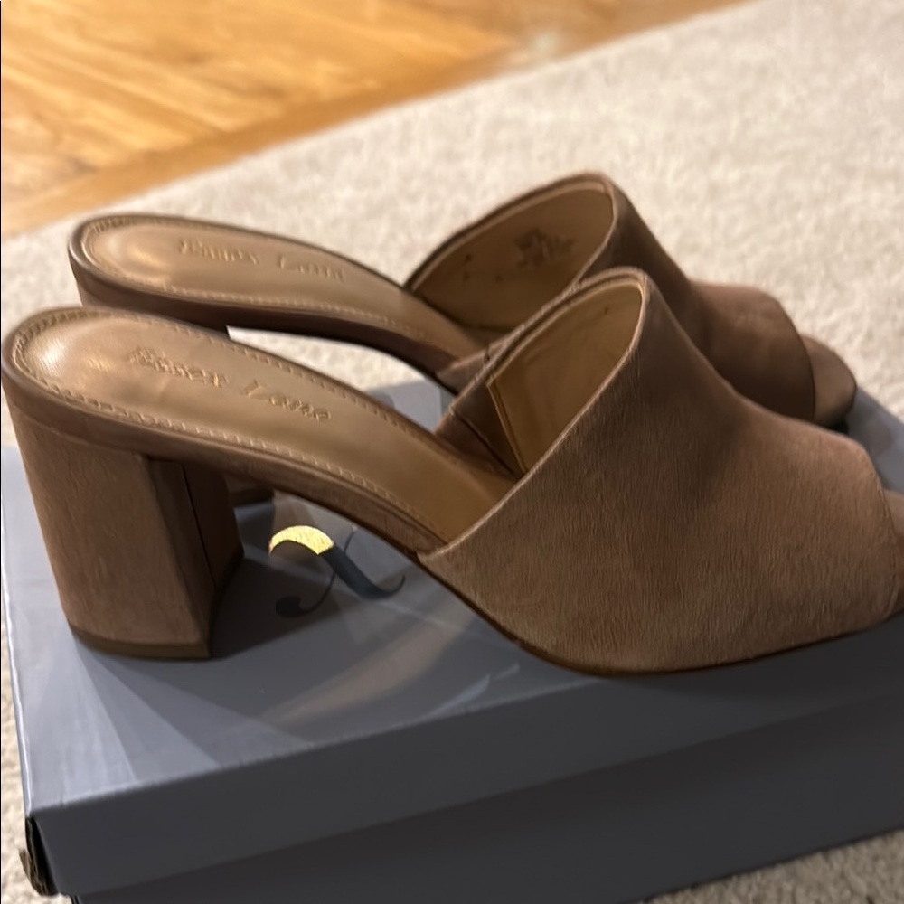 Essex Lane  taupe suede Block Heel Mules